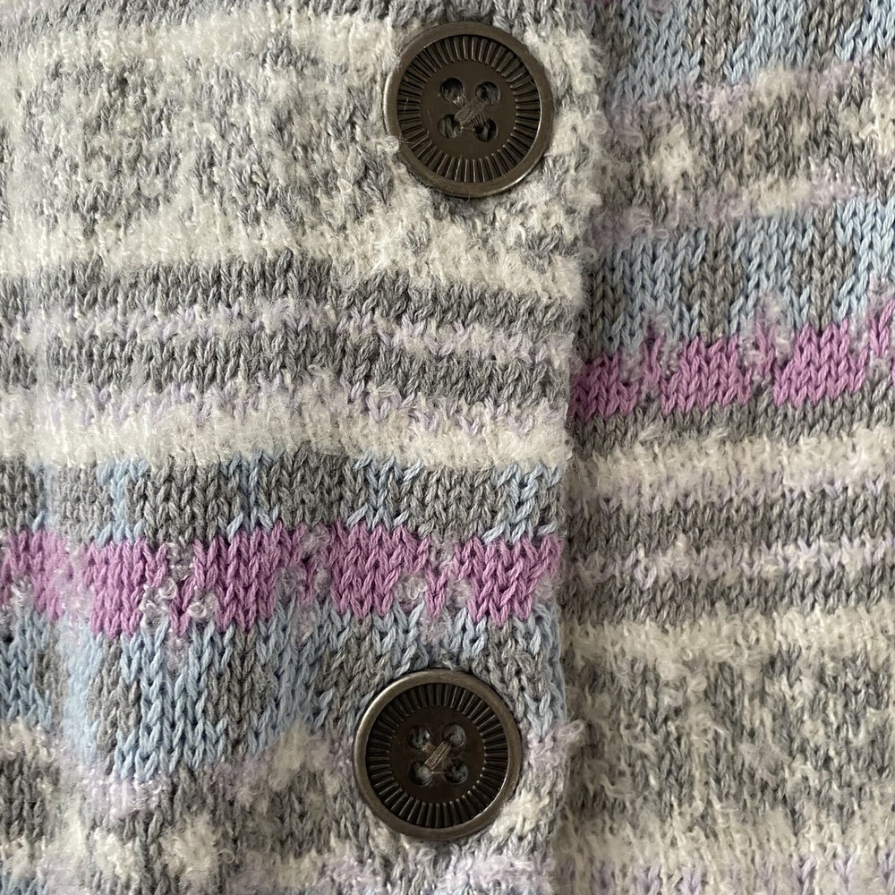 Christopher & Banks‎ Gray Fair isle Long Cardigan Sweater Women's Size L Petite - Picture 6 of 10